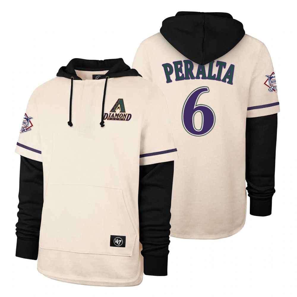Men Arizona Diamondback #6 Peralta Cream 2021 Pullover Hoodie MLB Jersey